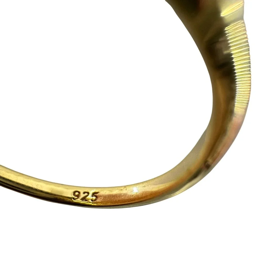 Gold Tone V Wishbone Ring with Cubic Zirconia Accent‎ Fashion Jewelry Size 6